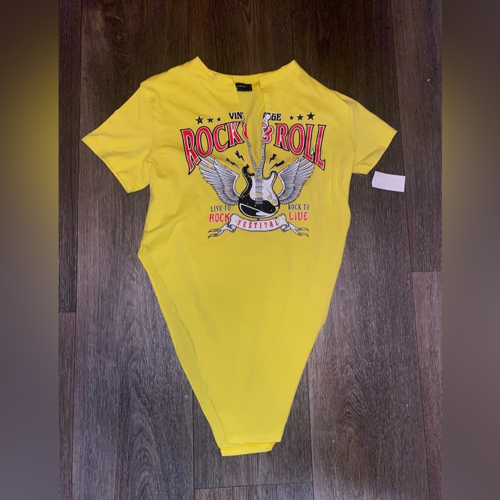 Cute Rock N Roll Yellow Top